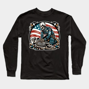 Skeleton Paramedic CPR - No Texture Long Sleeve T-Shirt